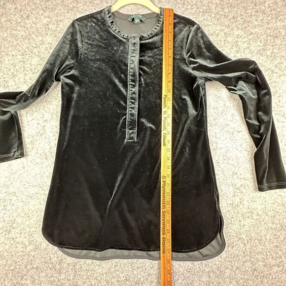 Lauren Ralph Lauren LRL Tunic Top Womens S Black Velvet Pullover Preppy Goth - Picture 4 of 12